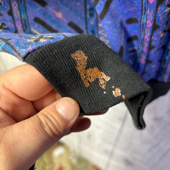 Vintage Geometric Patterned Blue Sweater Medium - Picture 5 of 6